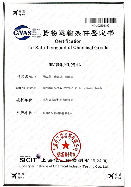 Trung Quốc Suzhou Manyoung New Materials Co.,Ltd Chứng chỉ